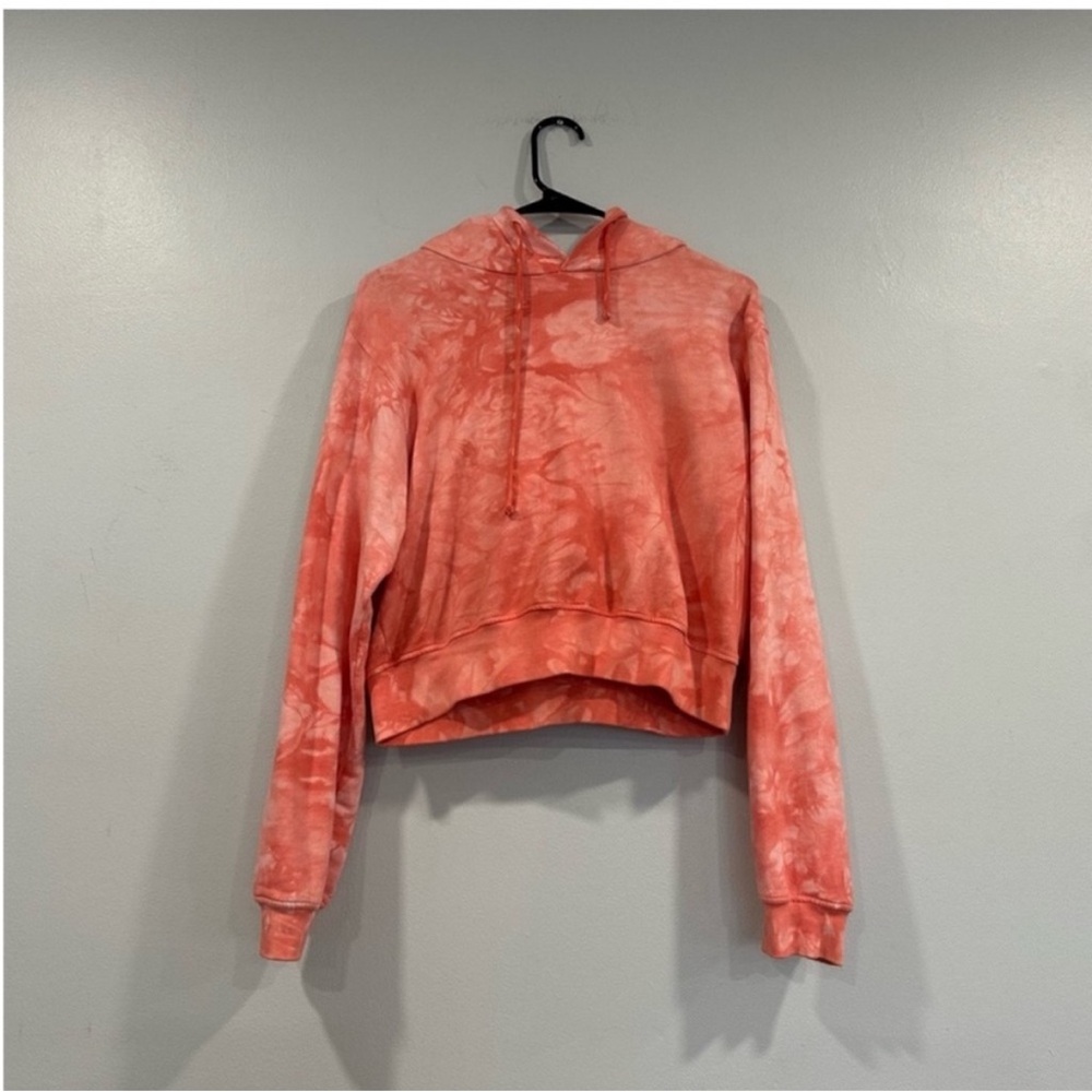 Cotton Citizen Milan Crop Distressed Hoodie Coral Small S